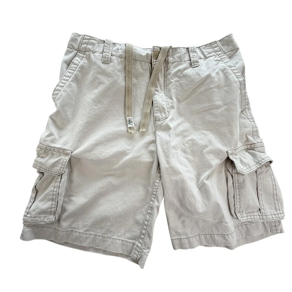 Aeropostale Cargo Shorts Mens 36 Beige Drawstring Pockets 11 Inseam Casual